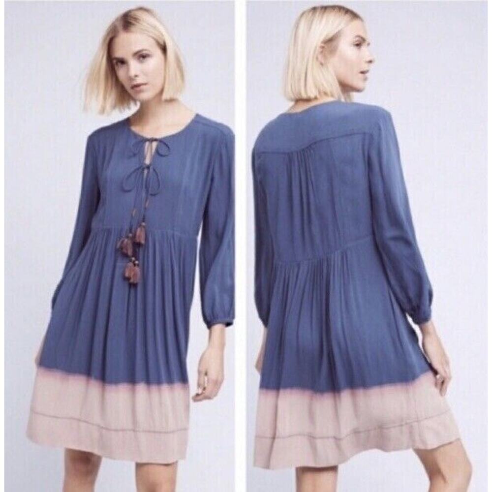 Anthropologie Holding Horses Size 2 Dip Dye Dress Blue Pink Ombre - Picture 2 of 12